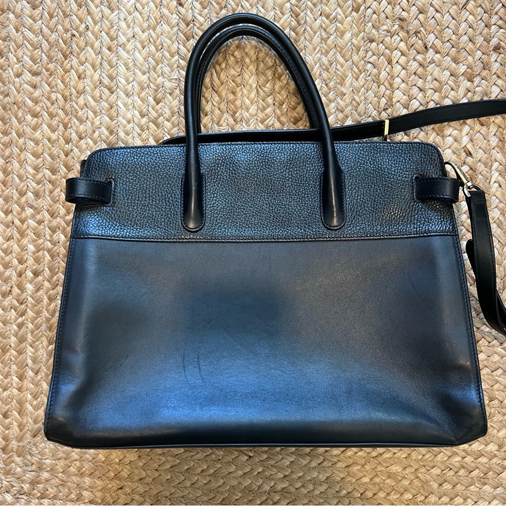 Cuyana Black Leather Laptop Tote